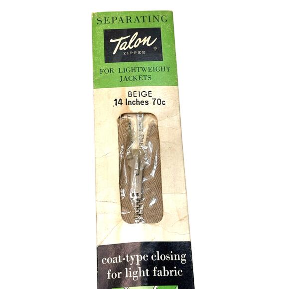 Vintage Talon Zipper Separating Lightweight Jackets 14 inch Beige NOS - Picture 1 of 4